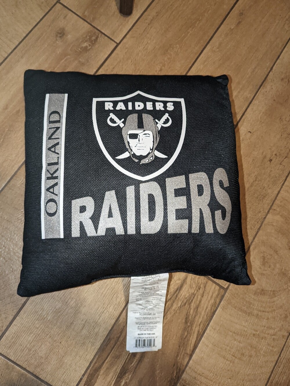 Y2K Oakland raiders black silver white throw pillow square canvas couch decor co